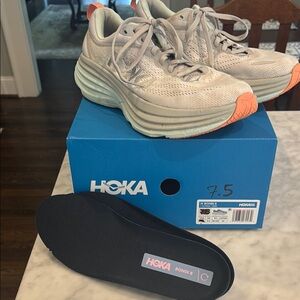 Hoka Women's Sneakers in Cream and Orange